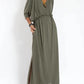 Women's Casual Solid Color V-Neck Slit Dress 