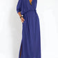 Women's Casual Solid Color V-Neck Slit Dress 