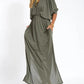 Women's Casual Solid Color V-Neck Slit Dress 